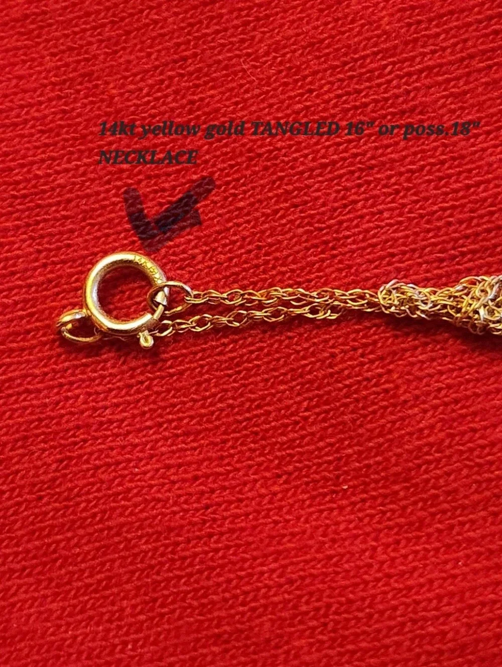 14 Kt Solid YELLOW GOLD NECKLACE That's TANGLED 16" (but poss.18", uncertain!) - Picture 9 of 10